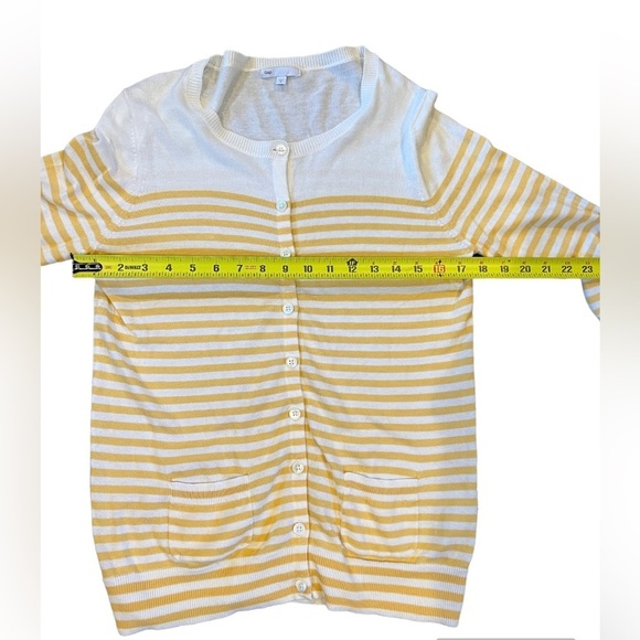 GAP Yellow and White Striped Lightweight 3/4 Sleeve Cardigan‎ Women’s Medium - Picture 11 of 11